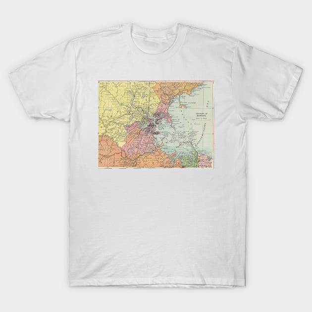 Vintage Map of Boston Massachusetts (1903) T-Shirt by Bravuramedia